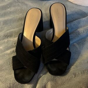 Ann Taylor Black Crisscross Mules